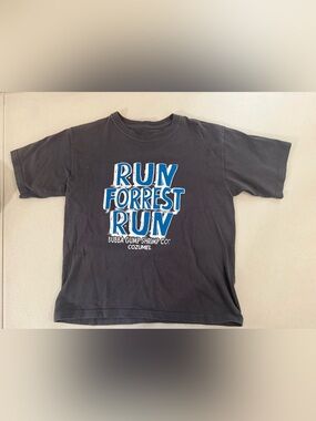 Bubba Gump Gray Tee with Blue & White 'Run Forrest Run' Graphic